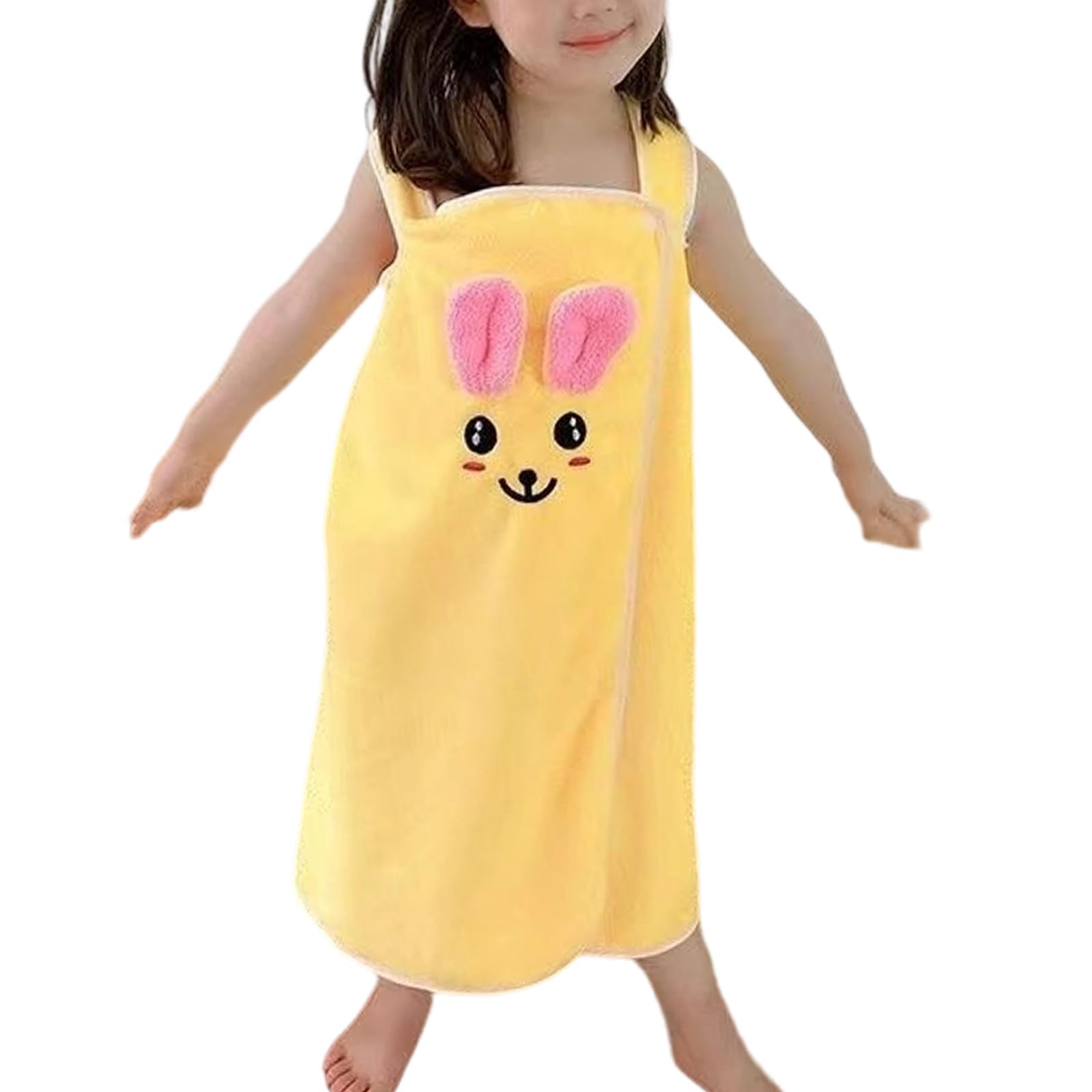 ZEPFJHE Kids Wearable Bath Towel with Hairband Soft Polyester Fiber for Bathing and Swimming Absorbent Bath Robe for Kids