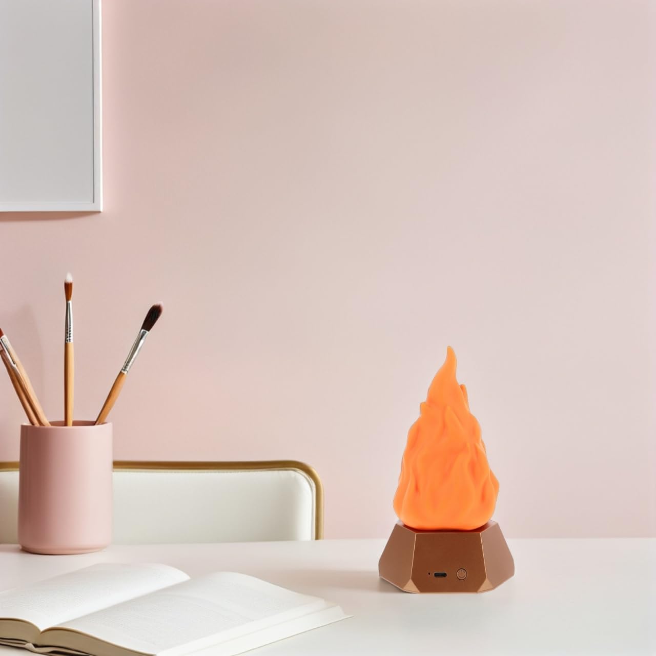 Operitacx Lámpara De Fuego Falsa Recargable Usb Con Efecto Llama Led Ajustable Modos Luz Nocturna Para Decoración Exterior Camping y Terraza