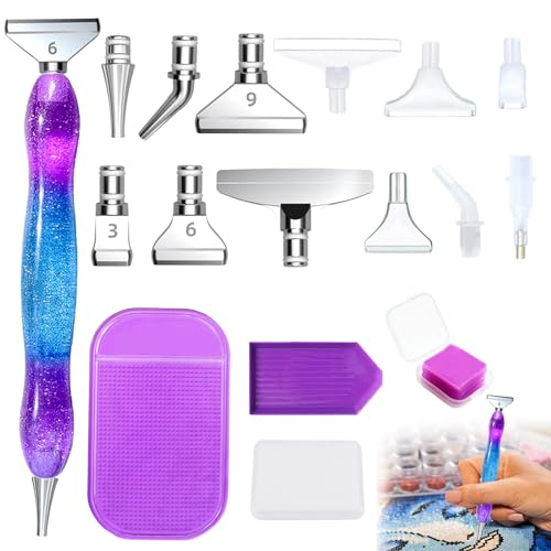 INBOLM 5D DIY Art Painting Pen Art Pens Diamond Painting Pens Kits Art Pen Accessories with 6 Metal Pen Tips 6 Clear Pen Tips and Storage Box Art Accessories