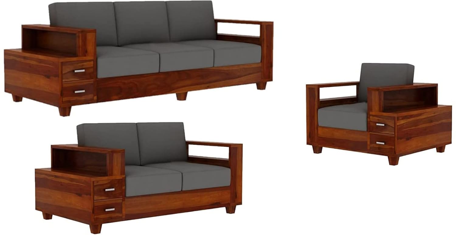 DAINTREE Sheesham Wood 6 Seater Sofa Set for Living Room Hall Wooden 3