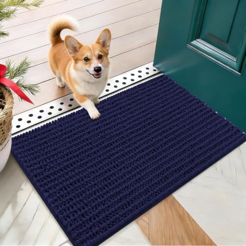 Image of OLANLY Dog Door Mat for Muddy Paws 24x16, Ultra-Absorbent Chenille Mud Mat