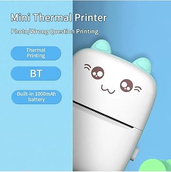 Ticimark Mini Termal Yazıcı, Taşınabilir, BT Bağlantı, Mürekkepsiz, 200 DPI, mavi