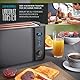 Arendo - Edelstahl Toaster Langschlitz 4 Scheiben, Defrost, wärmeisolierendes Gehäuse, mit integriertem Brötchenaufsatz, 1500W, Krümelschublade, Display, Cool Grey
