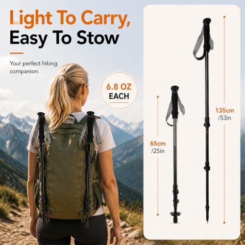 Image of Proberos Telescopic Carbon Fiber Hiking Poles with Soft Grip for Outdoor