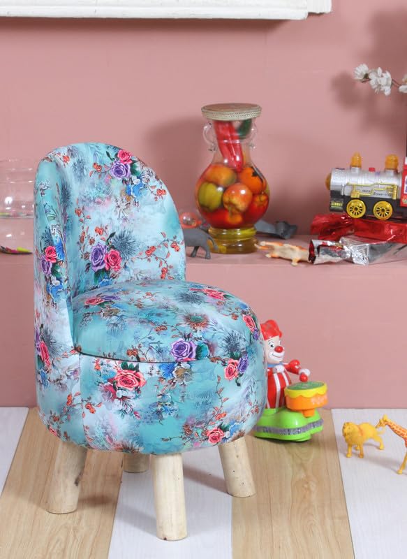 Image of Ottoman Kids pouffe Small Stool for Baby Chair Study Table Stool for Kids Room Baby Sofa Stepstool Children Cartoon Wooden Chair, 14x26 Inch, Red& Blue