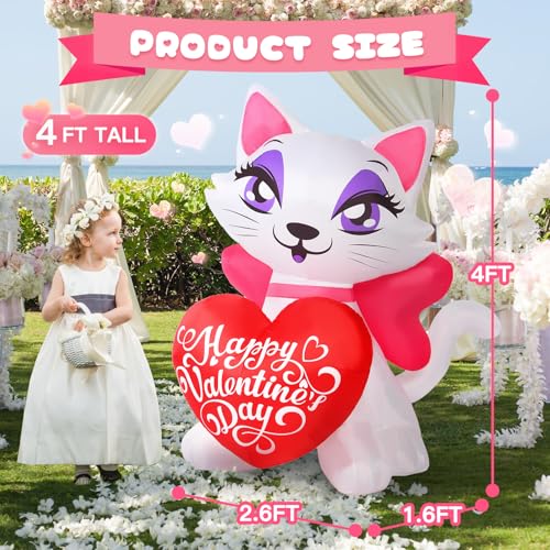 Aufblasbare Valentinstagskatze mit LED-Lichtern – Süße Garten-Dekoration für romantische Momente und unvergessliche Nächte! – Bild 3