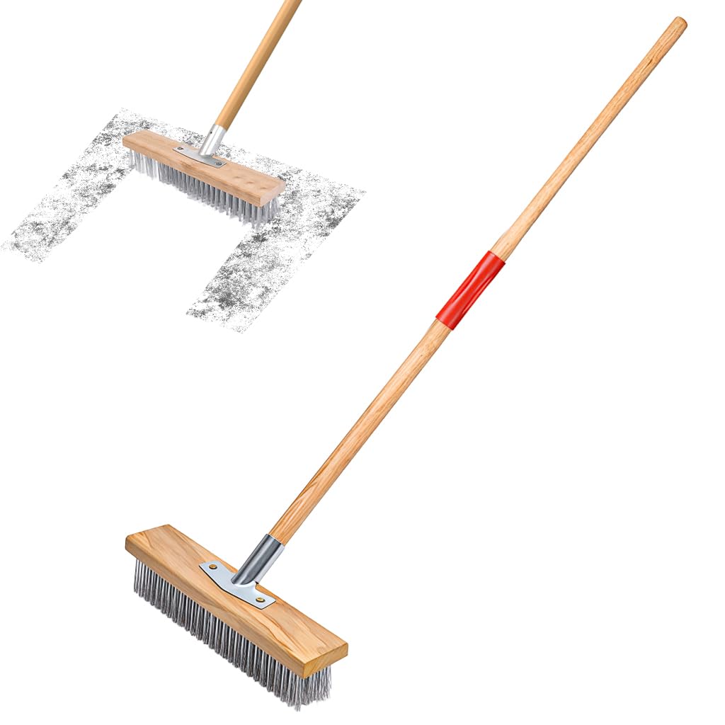Serplex® Floor Scrub Brush Head with Long Handle (47Inches) and 11.8 Inches Stainless Steel Bristle Scrub Brush Head, Metal Bristle Brush for Cleaning Concret, Garden, Garage, Patio, Swimming Pool-picture-10