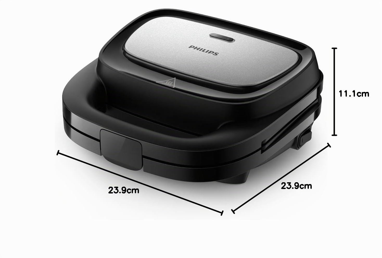 Philips Domestic Appliances Sandwichera HD2350/80, aluminio, 750 W, negro y plateado
