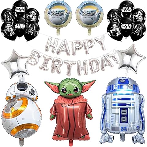Baby Yoda Party Supplies 32pcs Yoda Birthday Balloons Balloons For Star Wars Theme Yoda Party Decoration Supplie For Kids Party Decoration Foil Helium Balloons Cover