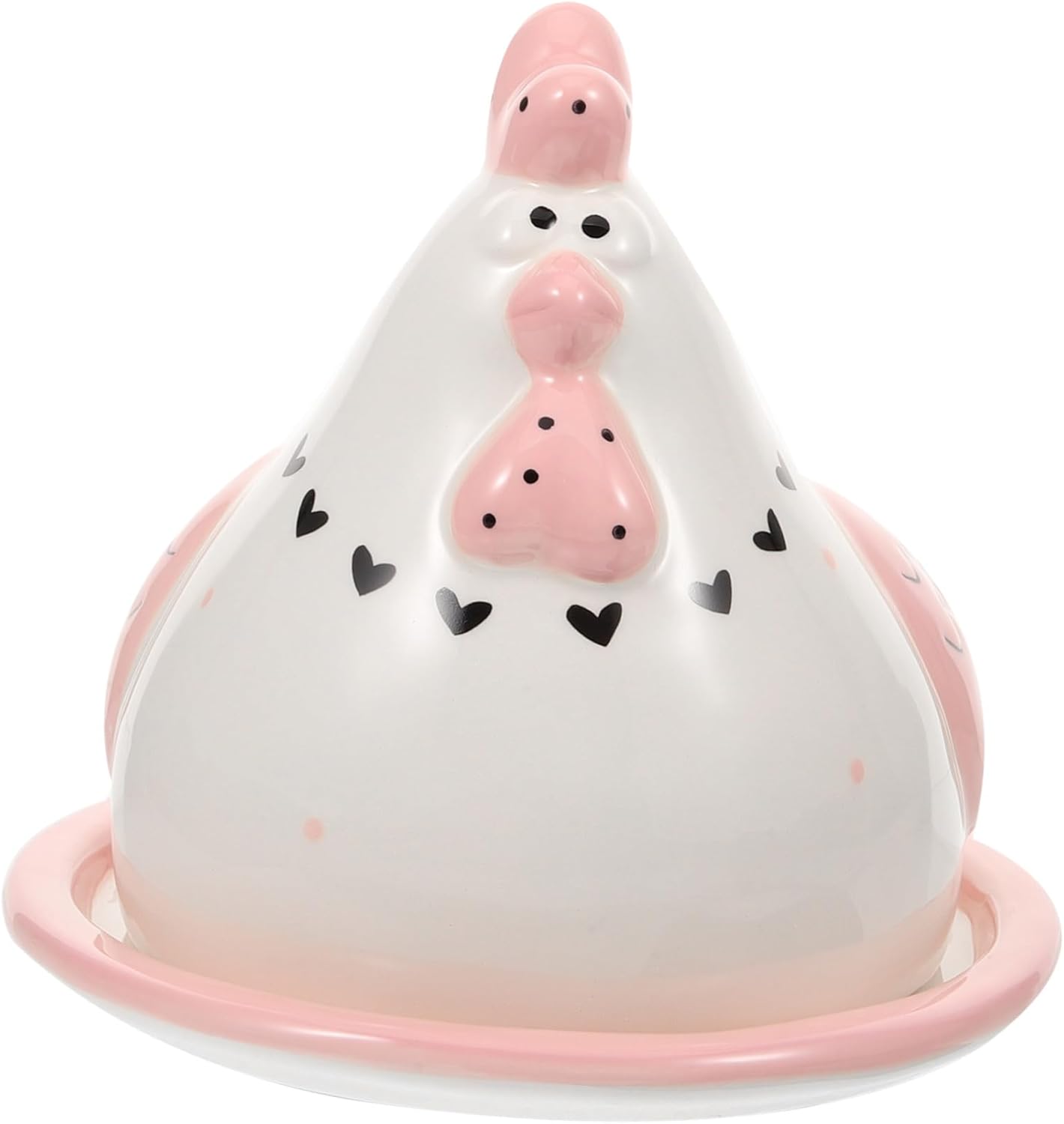 Angoily Delicate Butter Holder with Chicken Lid Household Cheese Plate and Storage Box for Freshness Cheese Dish for Easter and Everyday Use Stylish Covered Butter Keeper