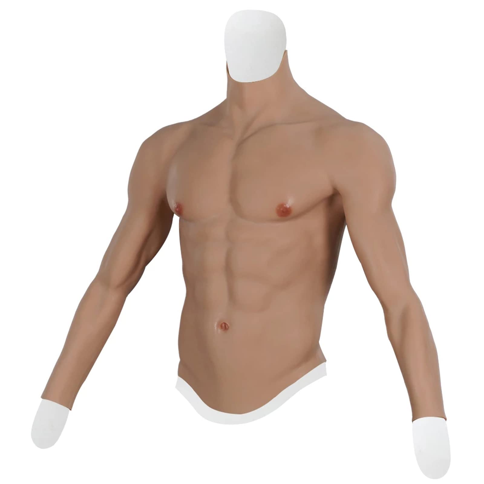XSWL Silicone Chest Male Suit Fake Belly Realistic Fake Abs with Muscle Arms for Cosplay Crossdresser