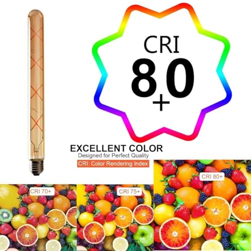 Image of OML T30 300mm 8W LED Filament Bulb - Amber Glass, Warm White 2700K, E27 Base, Vintage Edison Bulb for Wall Sconces, Chandeliers, and Decorative Fixtures