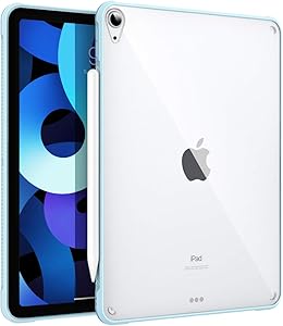 MoKo Case Fit iPad Air 4 - New iPad Air 4th Generation Case 2020 [Support Touch ID and Apple Pencil 2 Charging], Hard PC Clear Back Cover with TPU Air-Pillow Edge Bumper for iPad 10.9