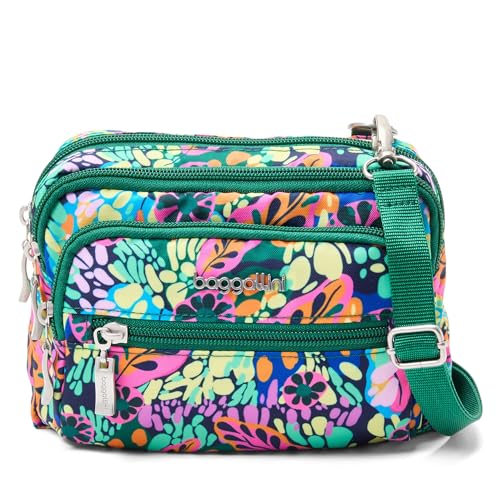 Image of Baggallini Triple Zip Small Crossbody Bag for Women - Lightweight Convertible Fanny Pack Belt Bag