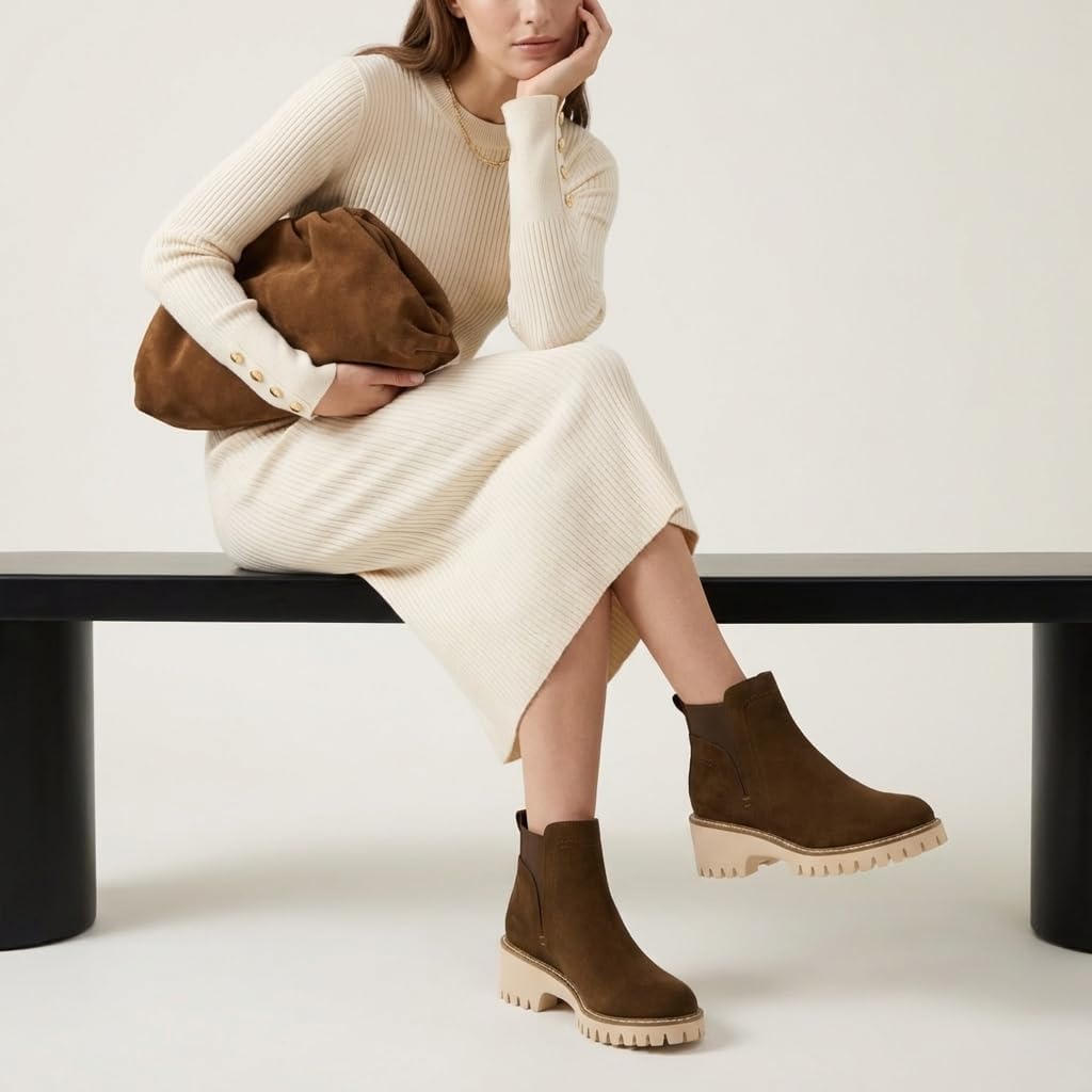 CUSHIONAIRE Parade Pull-On Womens Boots, Lightweight Lug Sole Chelsea Style Ankle Boots for Women with Detailed Stitching - Image 5