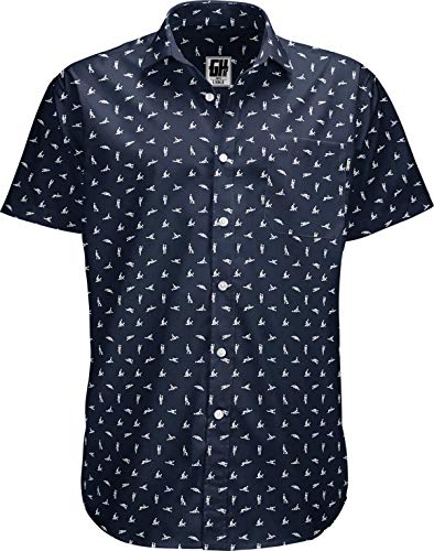 Men’s Novelty Golf Button Down Shirt – Lightweight Stretch Short Sleeve – Funny “Sex Ed” Pattern Casual Shirt