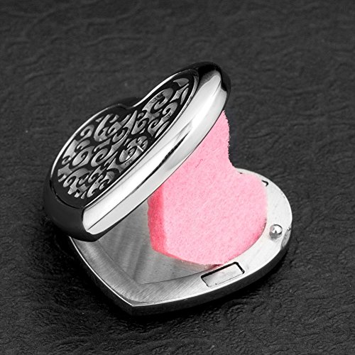 Cooljewelry Essential Oil Diffuser Pendant Aromatherapy Perfume Necklace Love Locket Magnetic Jewelry, 6 Washable Refill Pads #TOP2
