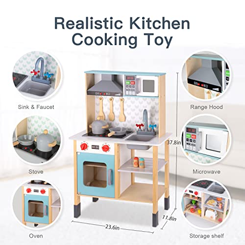 Tookyland Kids Play Kitchen Set,Toddler Kitchen Playset With Real Light & Sound, Removable Sink, Microwave, Range Hood, Stove, Oven, Toddler Kitchen Sets For Kids Gift Age 3+ #TOP1