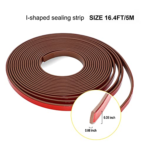 Senkei Silicone Rubber Weather Stripping For Doors And Windows, 2/25"H X 3/8”W 19.7'L, Longer Service Life Porous Sealing Strip, Strong Self Adhesive, Waterproof, Soundproofing, Brown #TOP1
