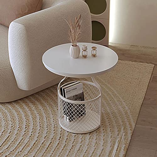 Petite de chevet blanche et table basse ronde en métal pour optimiser le rangement des studios - 7