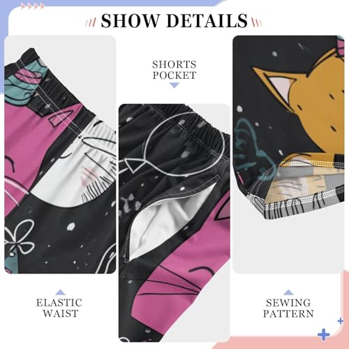 Birthday Cat Boys Long Pants Soft Trousers Elastic Waist Kids Lounge Bottoms with Pockets S-XL4