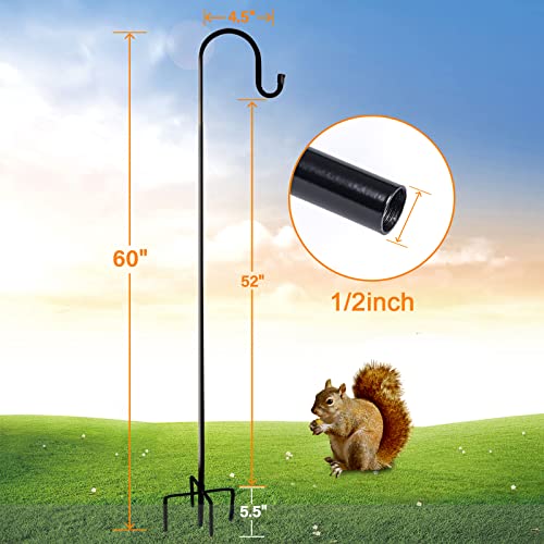 Image of Ottsuls Shepherd-Hooks 60 inch Adjustable for Bird-Feeder Lantern Plant-Hook Garden-Stake - Plant Stand Hanger for Outdoor Flower Basket, Bird Feeder Hanger Weddings Decor (4 Pack)