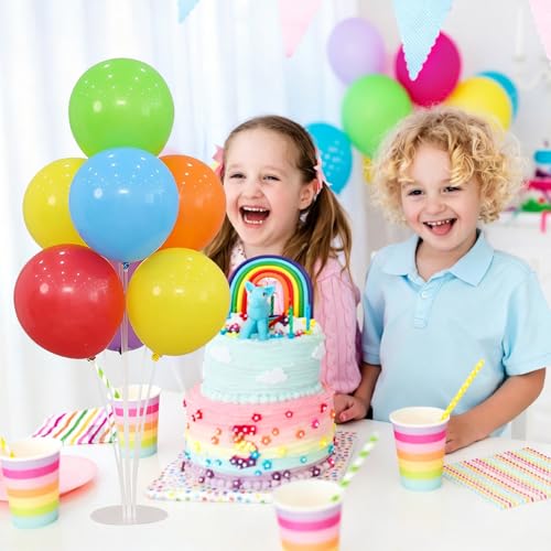 Image of 6 Balloon Stand Kit for Table Centerpieces with Balloon and Base Rainbow Balloons Holder Birthday Retirement Graduation Wedding Gender Reveal Party Baby Shower Decorations