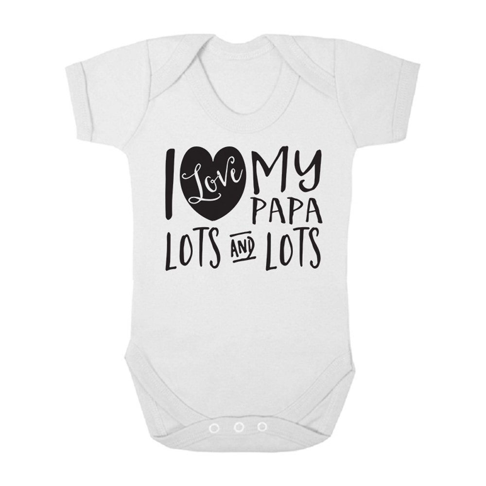 I Love My Papa Lots and Lots Cute Boys and Girls Baby Vest Bodysuit (3-6 Months, White)