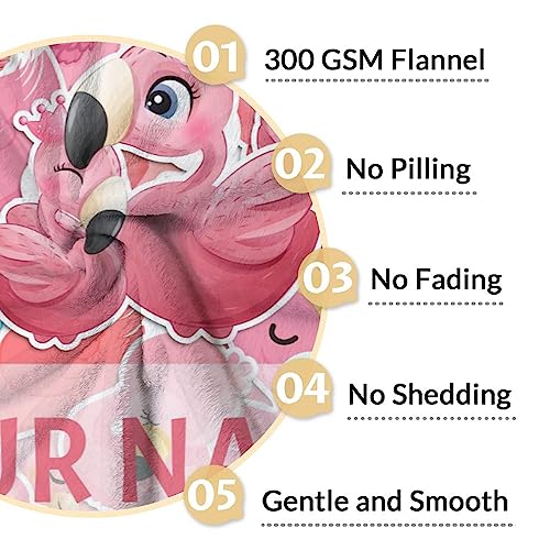 Personalized Flamingo Blanket Gifts with Name - 60x80 Inches Cute Throw for Women & Girls - Pink Soft Fuzzy Blankets for Bed, Couch & Living Room