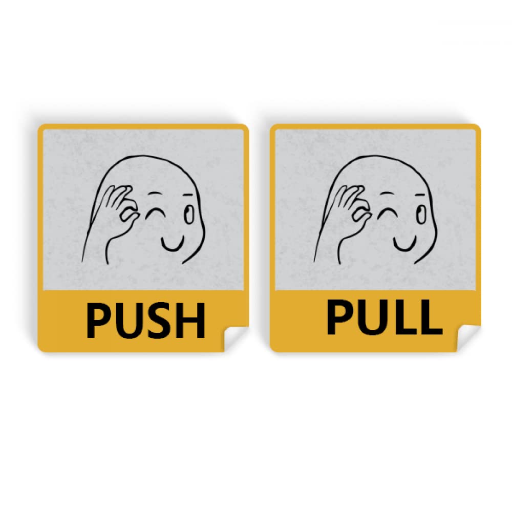 no/noOK Gestures Cute Wink Black Face Push Pull Door Sign Vinyl Stickers Shop