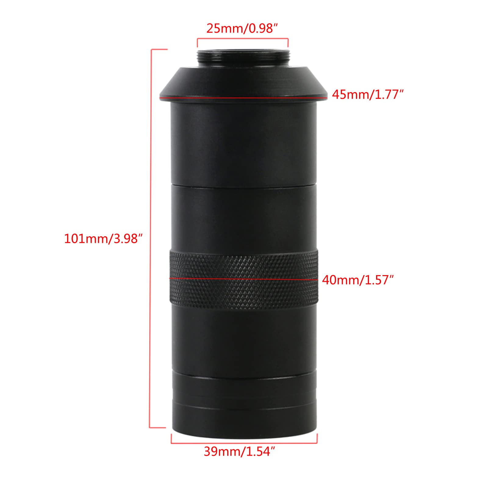 Objectif microscope numérique industriel 8X à 100X C Mount - Grossissement réglable - Adaptateur compact C Mount