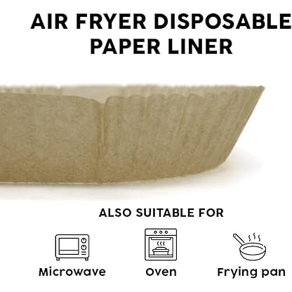 100 Stück Rundpapier für Luftfritteuse, 16 cm, kompatibel mit Cosori und Cecotec von 3 bis 6 l, Formen für Luftfritteuse und Backofen, Fritteusen-Zubehör, Luftfritteuse bis zu 6 Liter – Bild 4