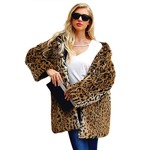 Samber Chaquetas Cortas Mujeres Pelo Sintetico Invierno Abrigos Mujer Termicos Ropa Arriba Termico para Otoño e Invierno Ropa de Estampado Leopardo