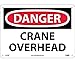 DANGER, CRANE OVERHEAD, 10X14, RIGID PLASTIC (5 Pack)