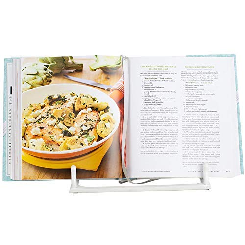 Home Basics Cast Iron Moroccan Lattice Cookbook Stand Holder, 10.5 X 5.5 X 9 Inches (White) #TOP3