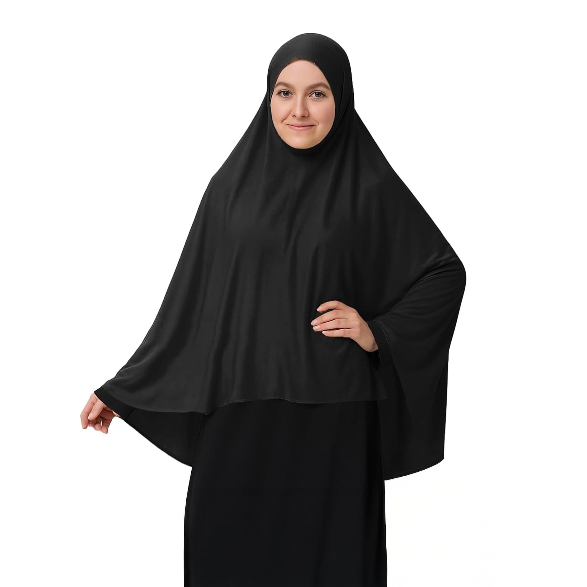 Womens Islamic Long Khimar Hijab, Ladies Soft Muslim Ehram Ihram Overhead Pull-On Top Scarf Jilbab Abaya Burqa Prayer Dress For Home, Office, Madrassa, Umrah, Hajj, Ramadan, Eid, Gift