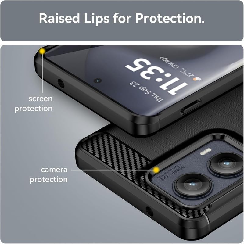 Image of Carbon Fiber Shockproof Zebra Back Cover for Moto Edge 5G 2024 - Black