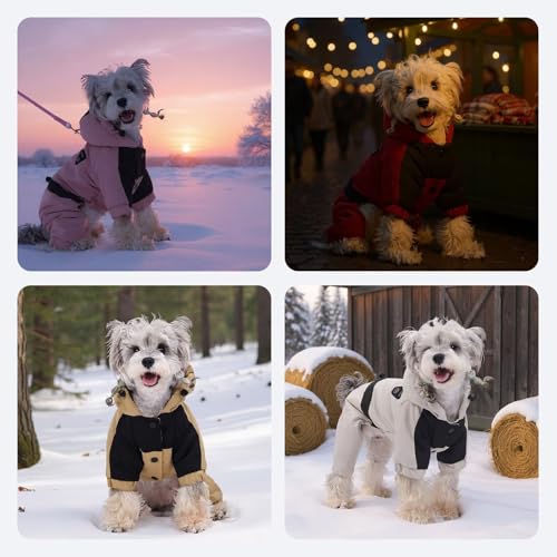 Ropa de invierno para perro con capucha y clip metálico miniatura 5