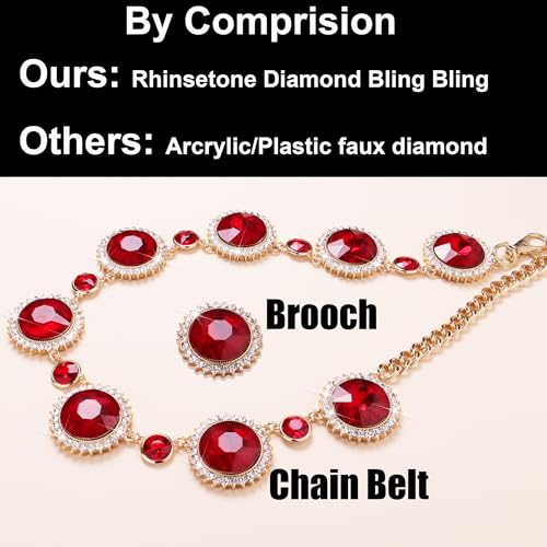 Bling Bling Crystal Diamond Red Raven Chain Belt for Halloween Party Costume Accessory Hooded Cloak Cape2