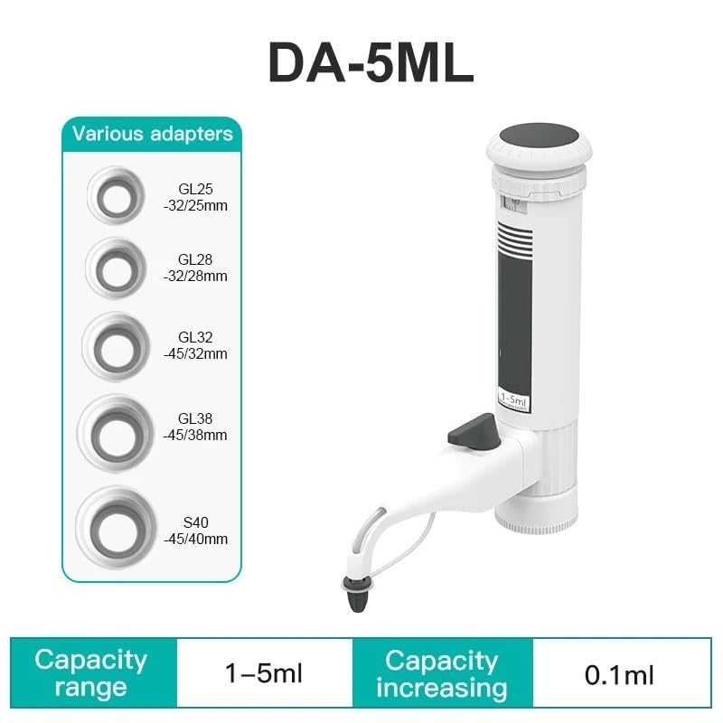 Dispensador superior de botella, dispensador laboratorio cuantitativo ajustable, equipo esterilizable en autoclave(1-5ml)