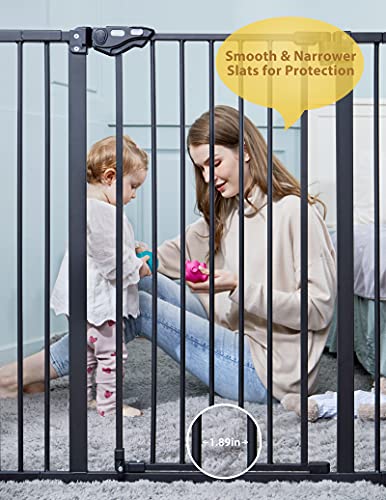 InnoTruth 36" Tall Baby Gate for Dogs, 29-39.6” Auto Close Safety Gate Crafted for Child Protection with 2.24" Slots, Dual-Lock Safety Design and Wall-Friendly, Black - Image 6