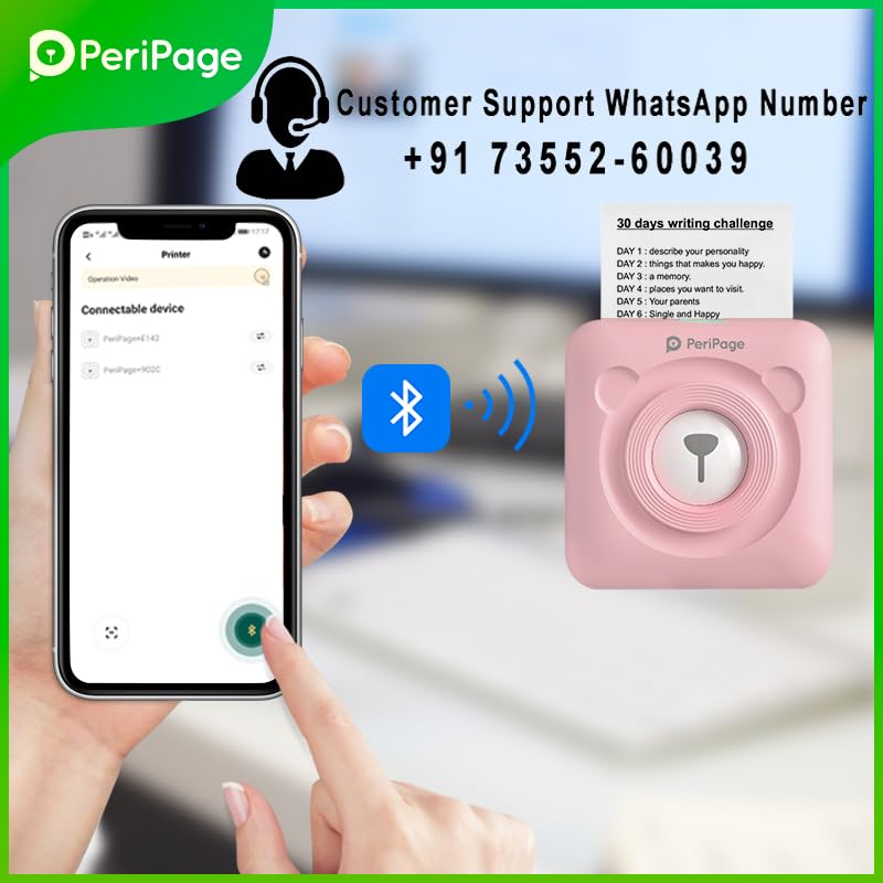 Image of PeriPeri PeriPage A6 (HD 304dpi) Mini Thermal Printer (1Year Warranty) Inkless Bluetooth Pocket Printer for Print Picture List Memo Barcode Receipt Labels (Pink)