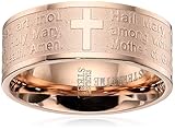 Steeltime 18k Rose Gold Plated Hail Mary Prayer Ring, Size 8