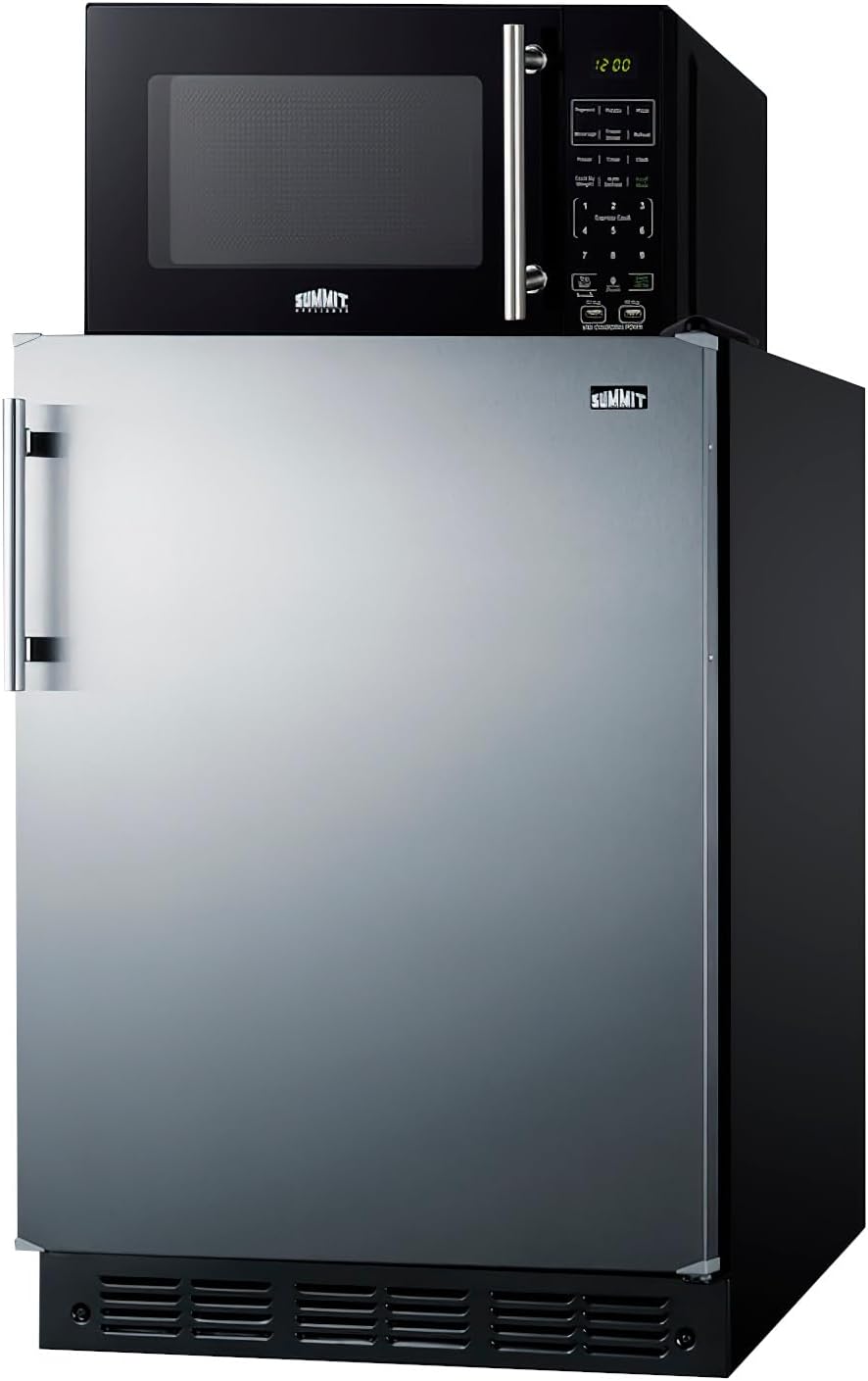 Summit MRF66BK2SSA Microwave & Refrigerator-Freezer Combination with Allocator