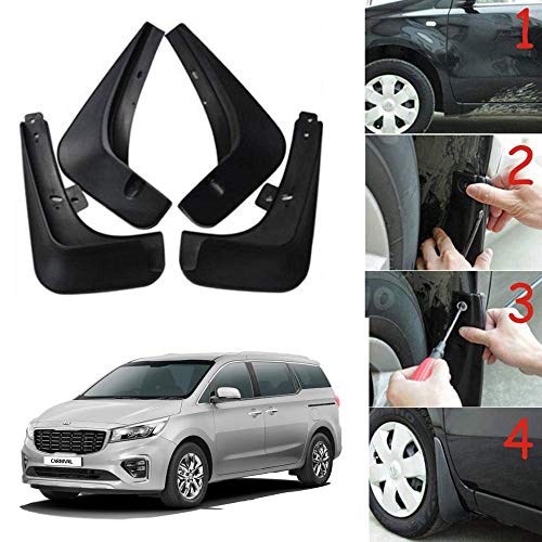 Image of Oshotto (O.E.M Fitting Cup Type) Mud Flap /Splash Guard Compatible with KIA Carnival (Set of 4), Black