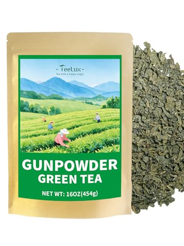 Image of TeeLux Gunpowder Green Tea Loose Leaf, Smooth & Mellow Taste, 16oz