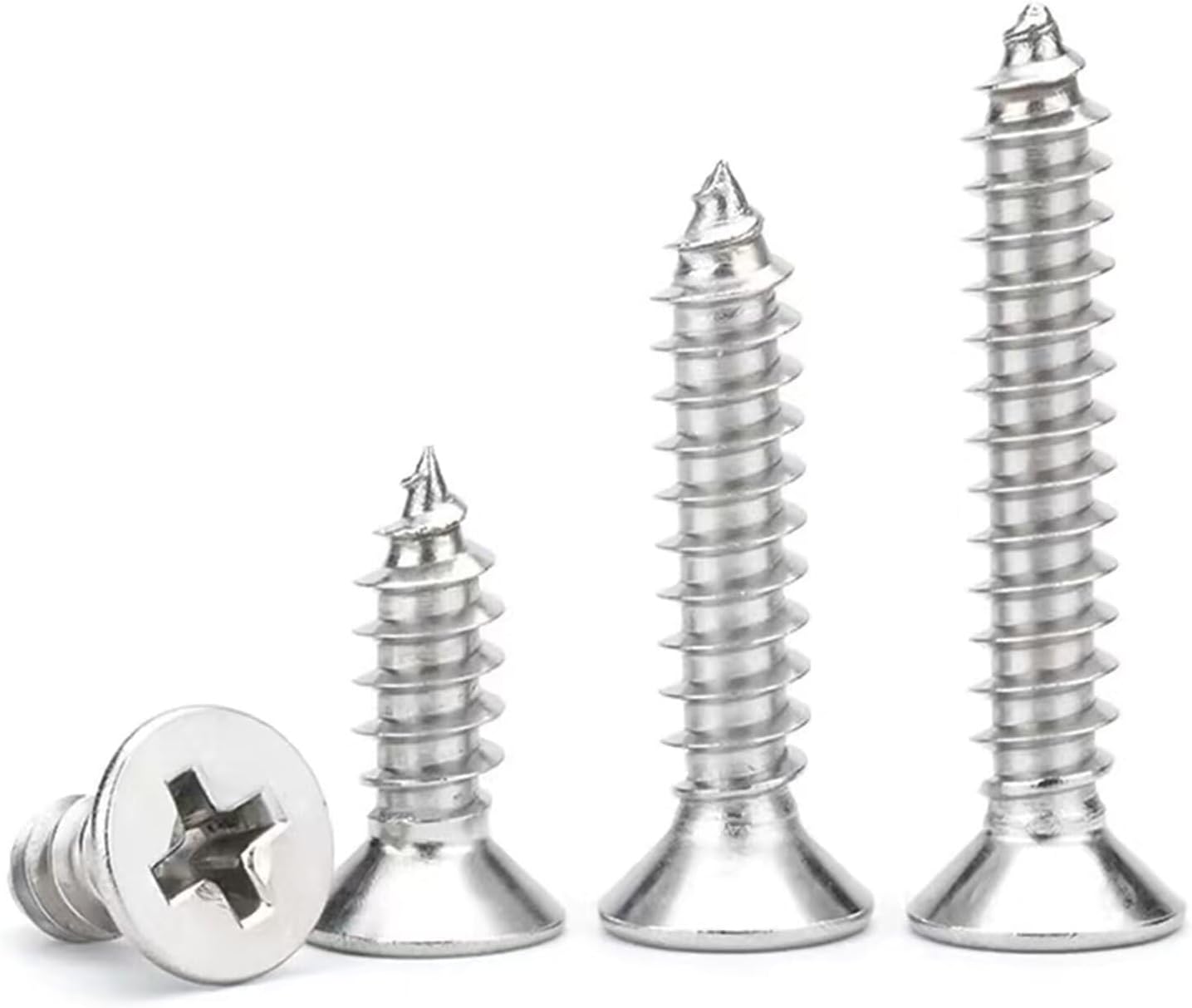 - M2 x 14mm Flat Head Wood Self Tapping,Sheet Metal Screws,Phillips Drive Countersunk Wood Screws,304 Stainless Steel （A2-70,GB846,Plain Finish，100 Pcs