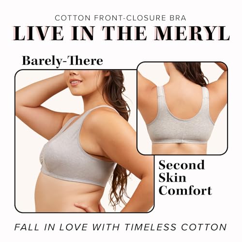 Image of LEADING LADY, Meryl, Front-Closure Cotton Bra, Comfort Sleep for Women, Breathable, Unlined, Full Coverage, Wireless, 36A-56H