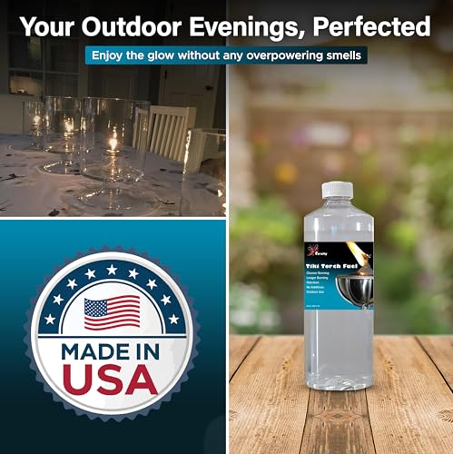 Image of Firefly Fuel Tiki Torch Fuel, 32oz Outdoor Lamp Oil, Pure Odorless Formula, Clean Burning, Low Smoke, Long-Lasting Fuel for Tiki Torches and Lanterns