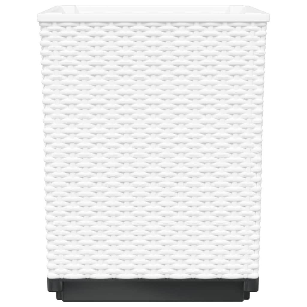 Pflanzkübel Set 2 Stück Weiß 30 x 30 x 37 cm aus Polypropylen für Balkon, Terrasse, Garten, Indoor und Outdoor, für Kräuter, Gemüse, Blumen, Deko und Fensterbank